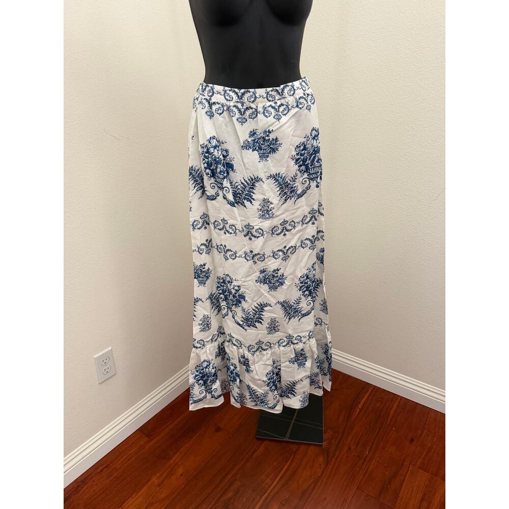 Sachin & Babi Austin Floral Toile Maxi Skirt Blue White XS NWT - Picture 8 of 11